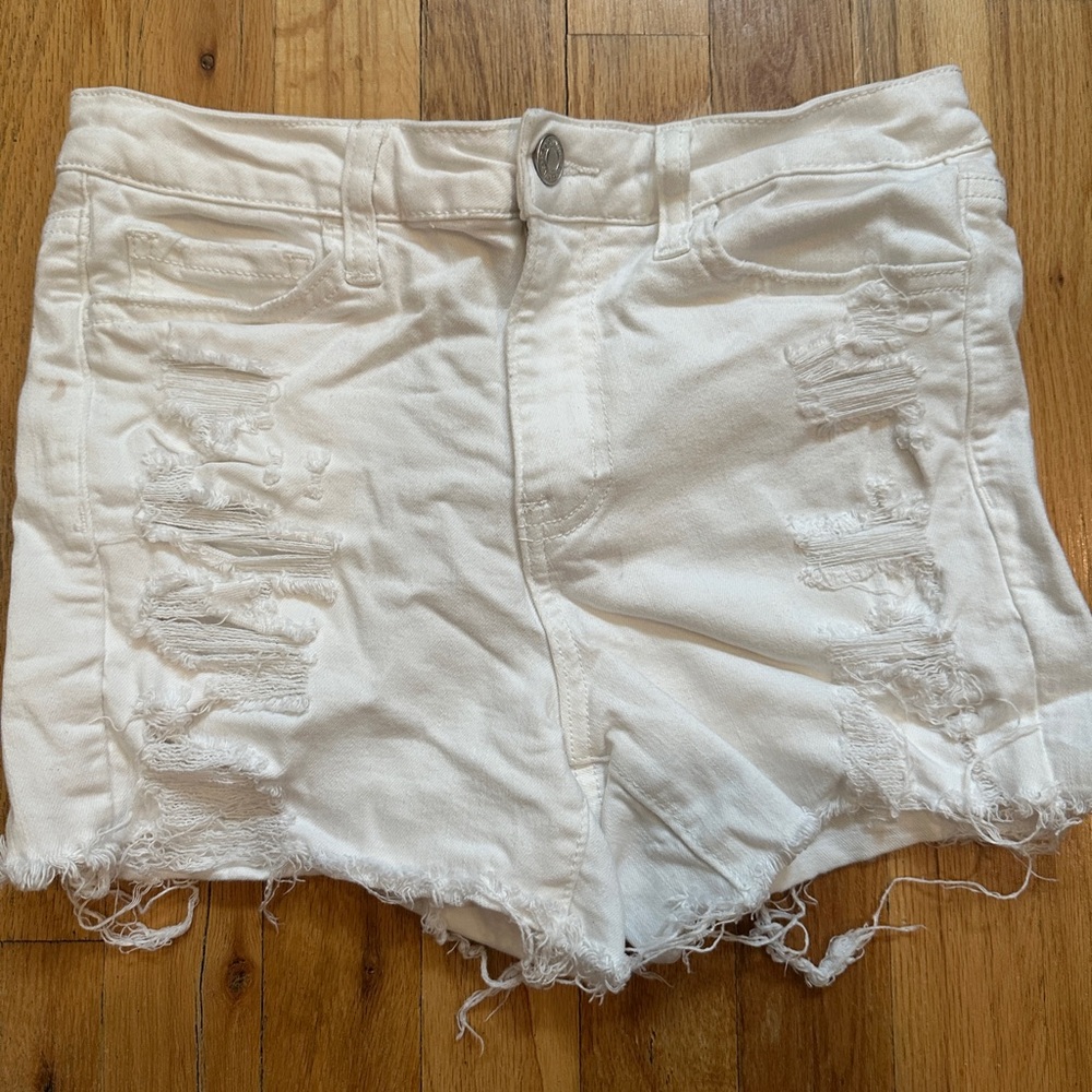 VERVET BY FLYING MONKEY White Distressed Jean Shorts